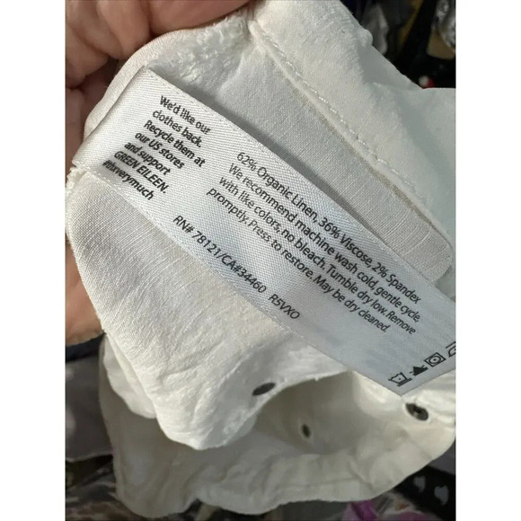 Eileen Fisher White Organic Linen Crop Cargo Utility Pants Womens Sz 8 Gorpcore‎ - Picture 5 of 9